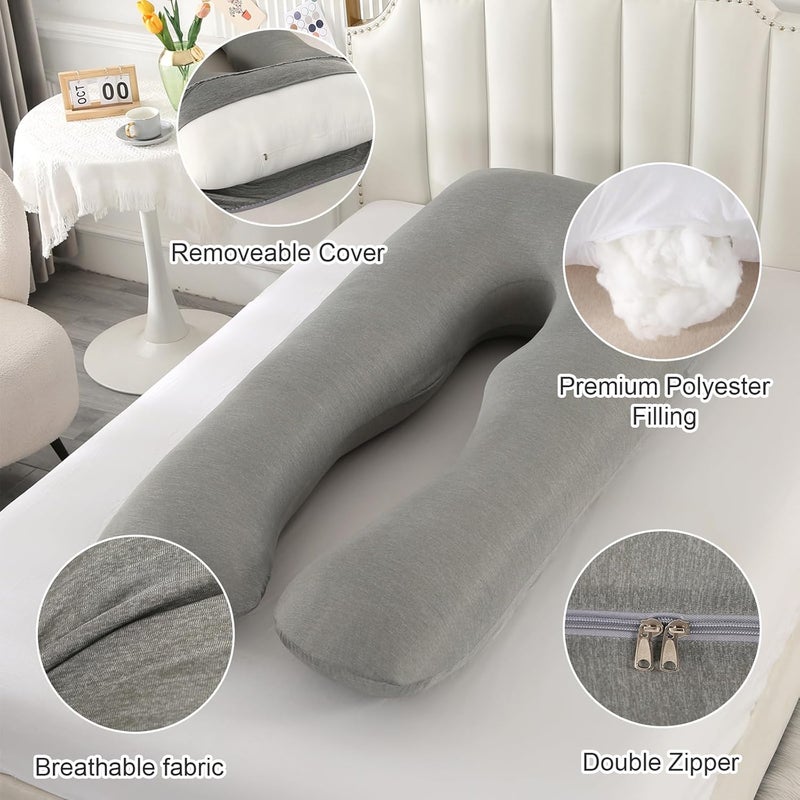 Amagoing Pregnancy Pillows with Cooling Cover, U-Shape Full Body Pillow for Sleeping, Support for Back, Legs, Belly, HIPS for Pregnant Women, Maternity Pillow for Adults, Dark Grey Cooling - Image 4